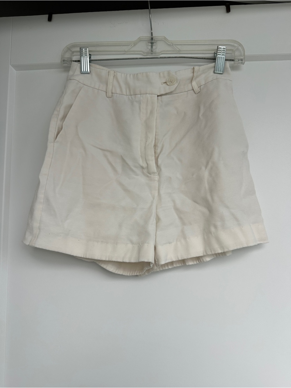 stradivarius Cream High-Waist Tailored Shorts